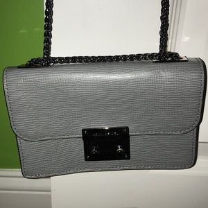 HENRI BENDEL GRAY AND GUNMETAL ADJUSTABLE BAG!